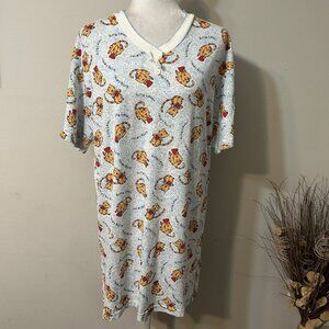 VTG Pleasant Memories Blue Kitty Lover Sleeping T-shirt Dress Short Sleeve Sz L